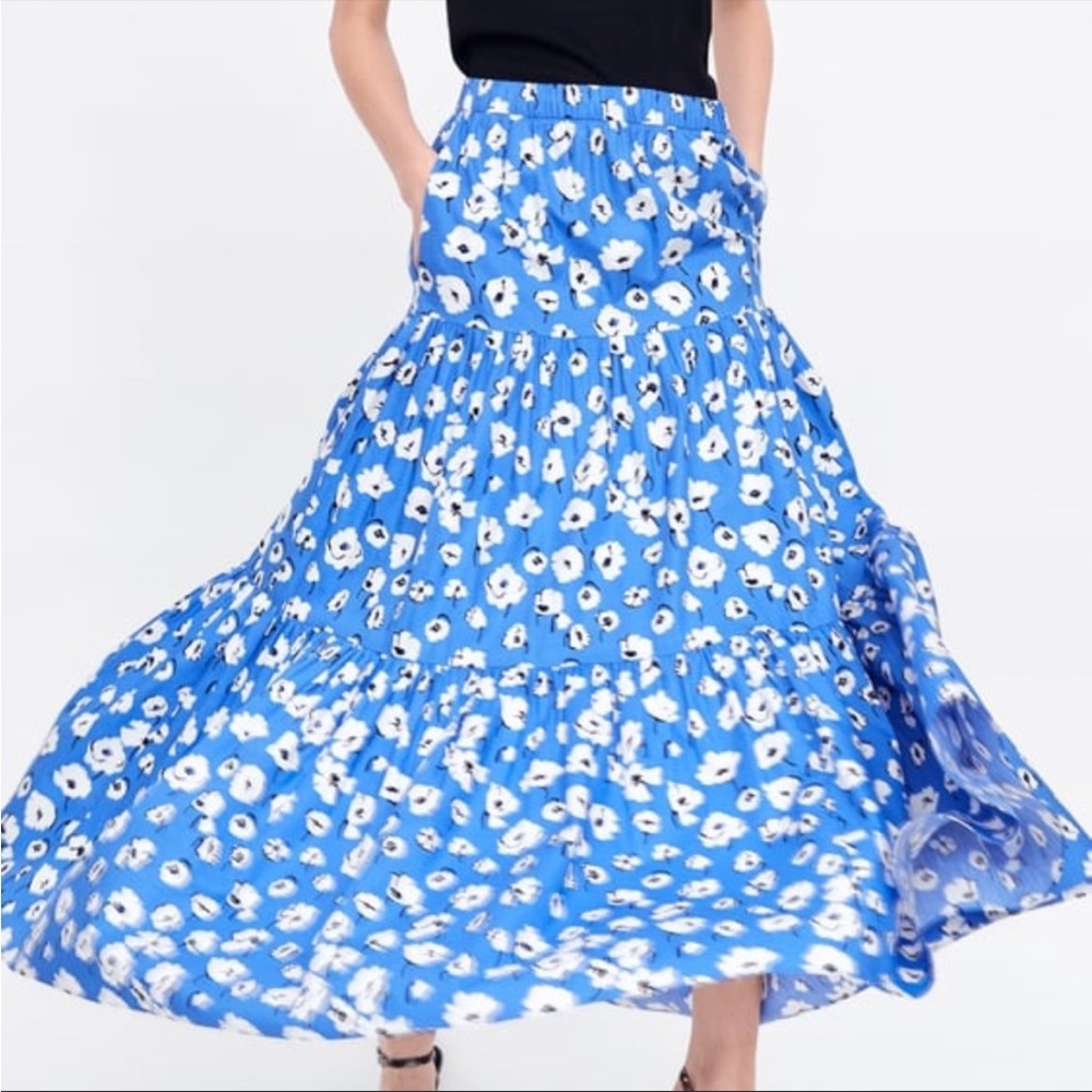 Zara blue maxi skirt